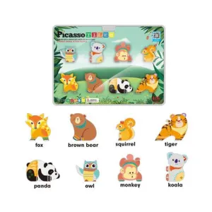 PicassoTiles 8pc Magnet Tile Building Blocks 8 Magnets Forest Animal Action Figures - PTA26