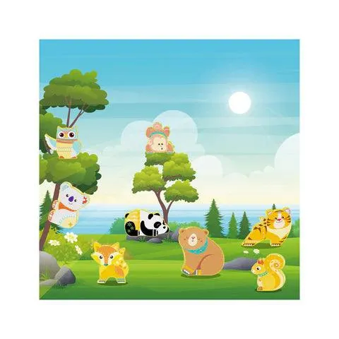 PicassoTiles 8pc Magnet Tile Building Blocks 8 Magnets Forest Animal Action Figures - PTA26