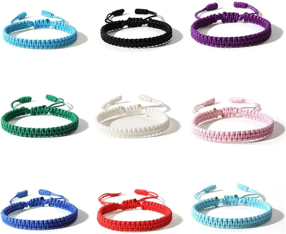 Pingyongchang Boho Surfer Bracelets Handmade Knitted String Rope Braided Adjustable Anklets Summer Friendship Yoga Kabbalah Protection Waterproof Beach Jewelry for Couple Women Men
