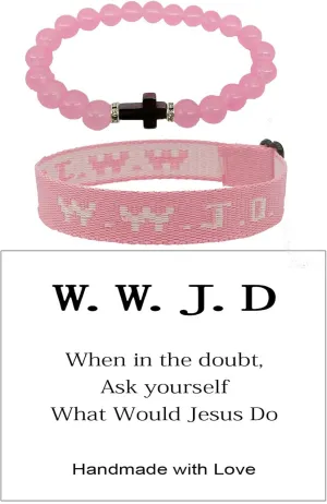Pingyongchang Christian Cross Gifts What Would Jesus Do Bracelets WWJD Bracelets Letter Matching Couples Protection Braided Rope Inspirational Religious Beads Bracelets Friendship Gift for Women Men