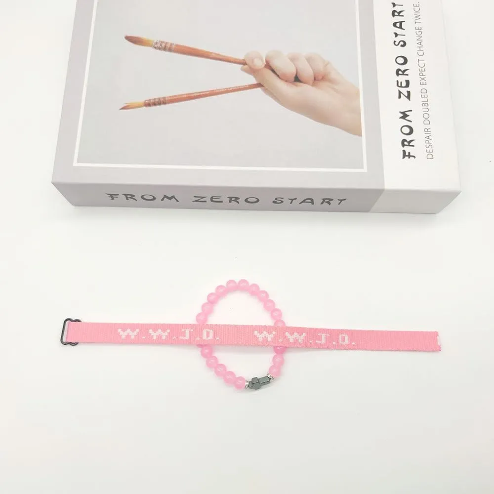 Pingyongchang Christian Cross Gifts What Would Jesus Do Bracelets WWJD Bracelets Letter Matching Couples Protection Braided Rope Inspirational Religious Beads Bracelets Friendship Gift for Women Men