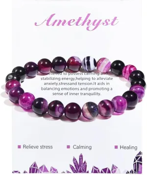 Pingyongchang Stress Relief Anxiety Yoga Crystal Bracelet,Mantra Bracelets For Women Natural Stone Healing Crystal Gifts birthday Gifts For Teen Girls jade bracelet for men
