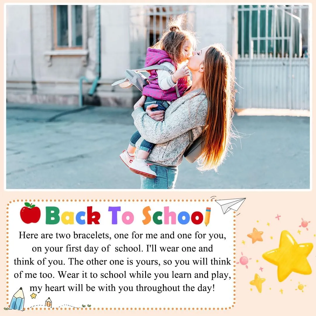 PINKDODO First Day of Bracelets Set for 2 Matching Wish Bracelets Back to School Gifts