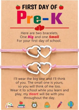 PINKDODO First Day of Bracelets Set for 2 Matching Wish Bracelets Back to School Gifts