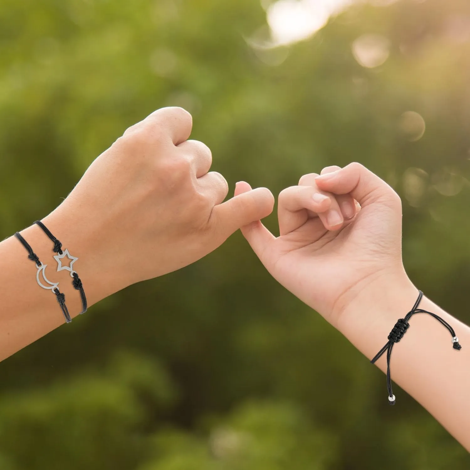 Pinky Promise Bracelets Couples Matching Bracelet Friendship Handmade Adjustable Bracelet Jewelry Set Long Distance Relationship Gifts with Card for Best Friend Family Teens