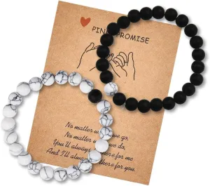 Pinky Promise Bracelets for Girlfriend Boyfriend Valentines Day Gifts for Wife Husband Anniversary Birthday Gift for Couples Long Distance Relationship Bracelet for 2 Friendship Gift for Sister Friend