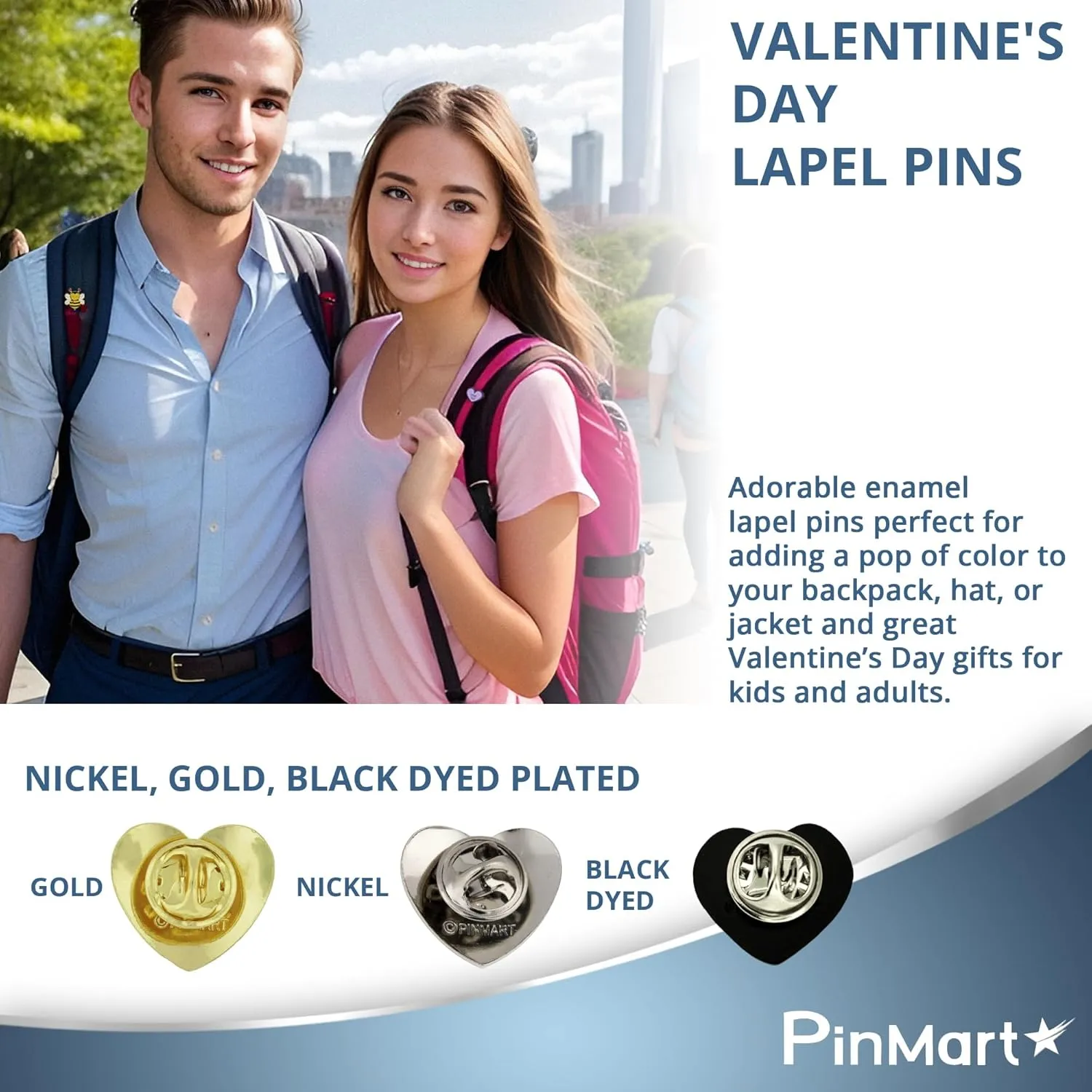 PinMarts Enamel Lapel Pins - Heart Pins and Love Themed Gifts - Bulk Sizing Available Great for Valentines Party Favors or Attaching to Valentine Cards for Class Gifts