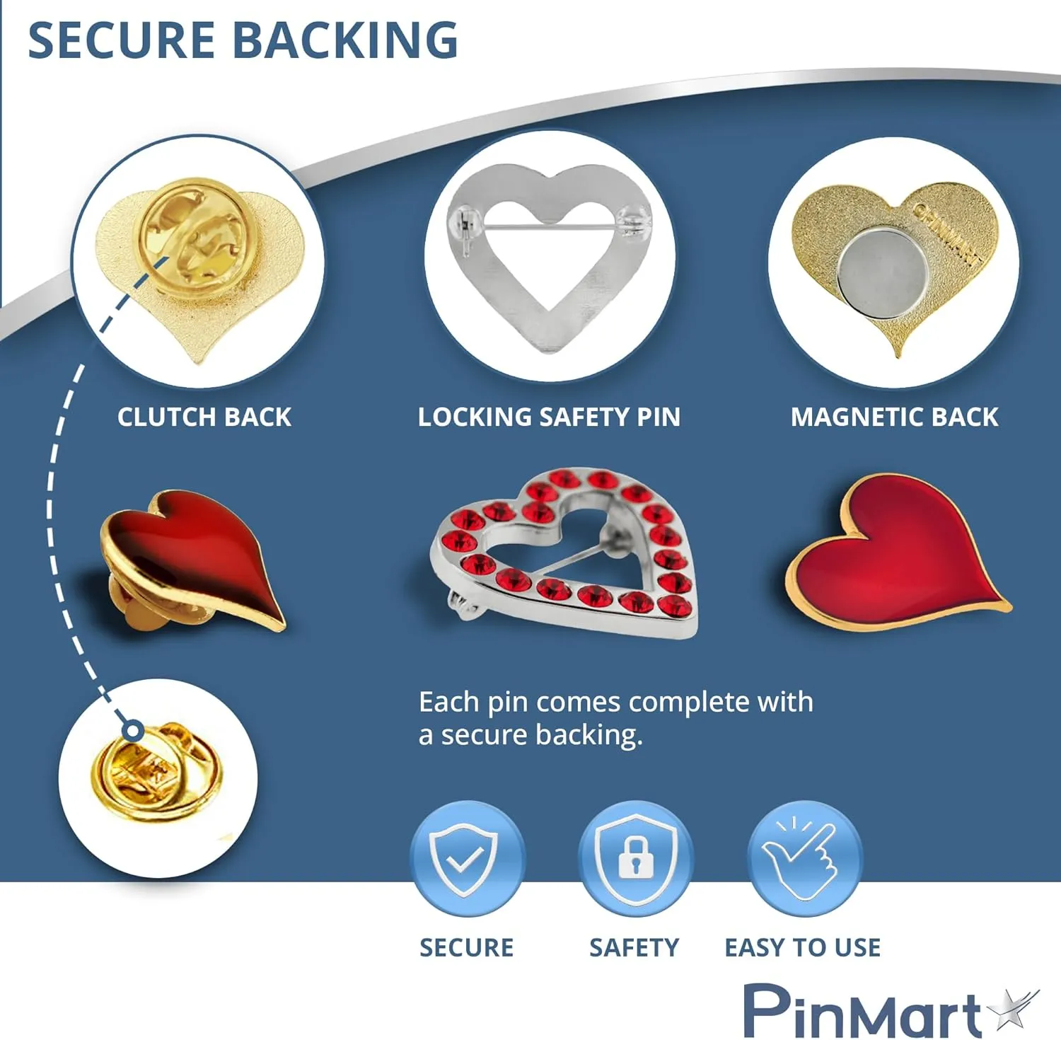 PinMarts Enamel Lapel Pins - Heart Pins and Love Themed Gifts - Bulk Sizing Available Great for Valentines Party Favors or Attaching to Valentine Cards for Class Gifts