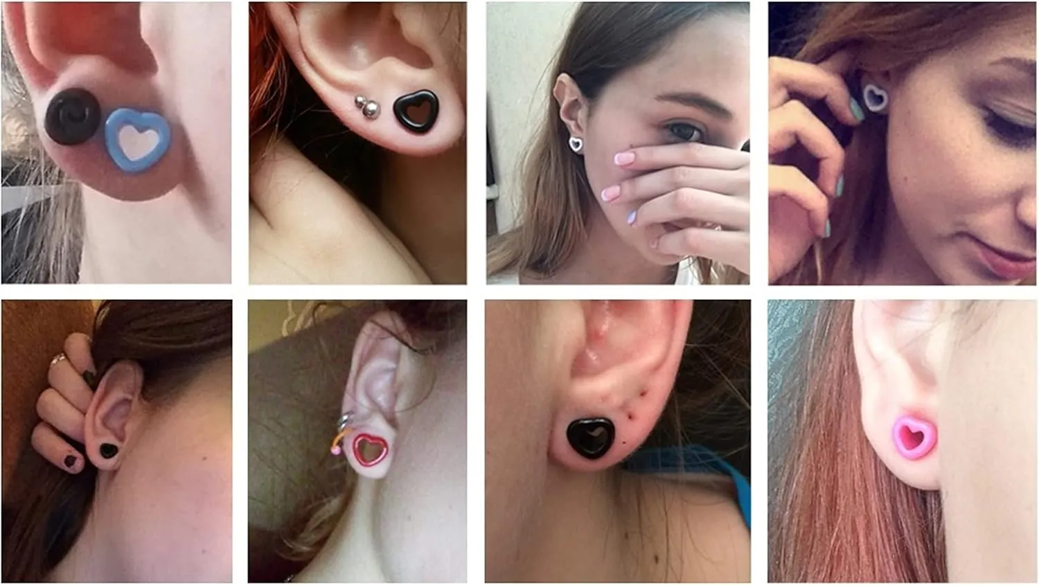 Plug Gauges for Ears Acrylic Ear Gauges Women White Hollow Heart Ear Tunnels Ear Expander Piercing Jewelry, 2PCS, 10MM/12MM/4MM/5MM/6MM/8MM