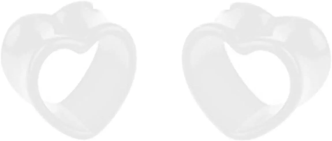 Plug Gauges for Ears Acrylic Ear Gauges Women White Hollow Heart Ear Tunnels Ear Expander Piercing Jewelry, 2PCS, 10MM/12MM/4MM/5MM/6MM/8MM
