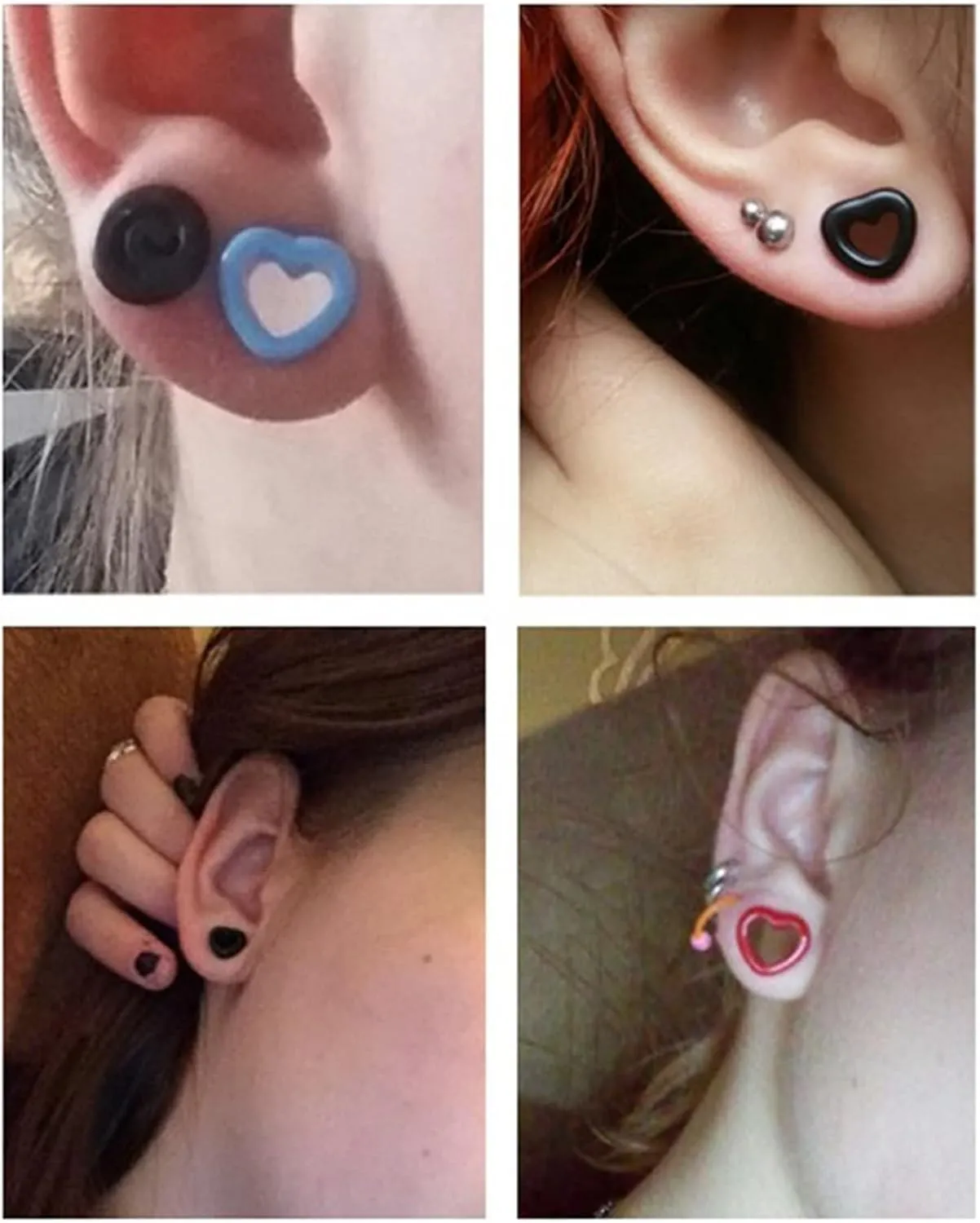 Plug Gauges for Ears Acrylic Ear Gauges Women White Hollow Heart Ear Tunnels Ear Expander Piercing Jewelry, 2PCS, 10MM/12MM/4MM/5MM/6MM/8MM