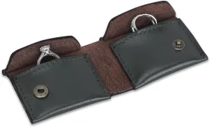 Premium Leather Ring Pouch Handmade Dual Rings Case for Wedding & Engagement Vintage Style Ring Bearer Holder Foldable Bride & Groom Jewellery Storage with Button Closure