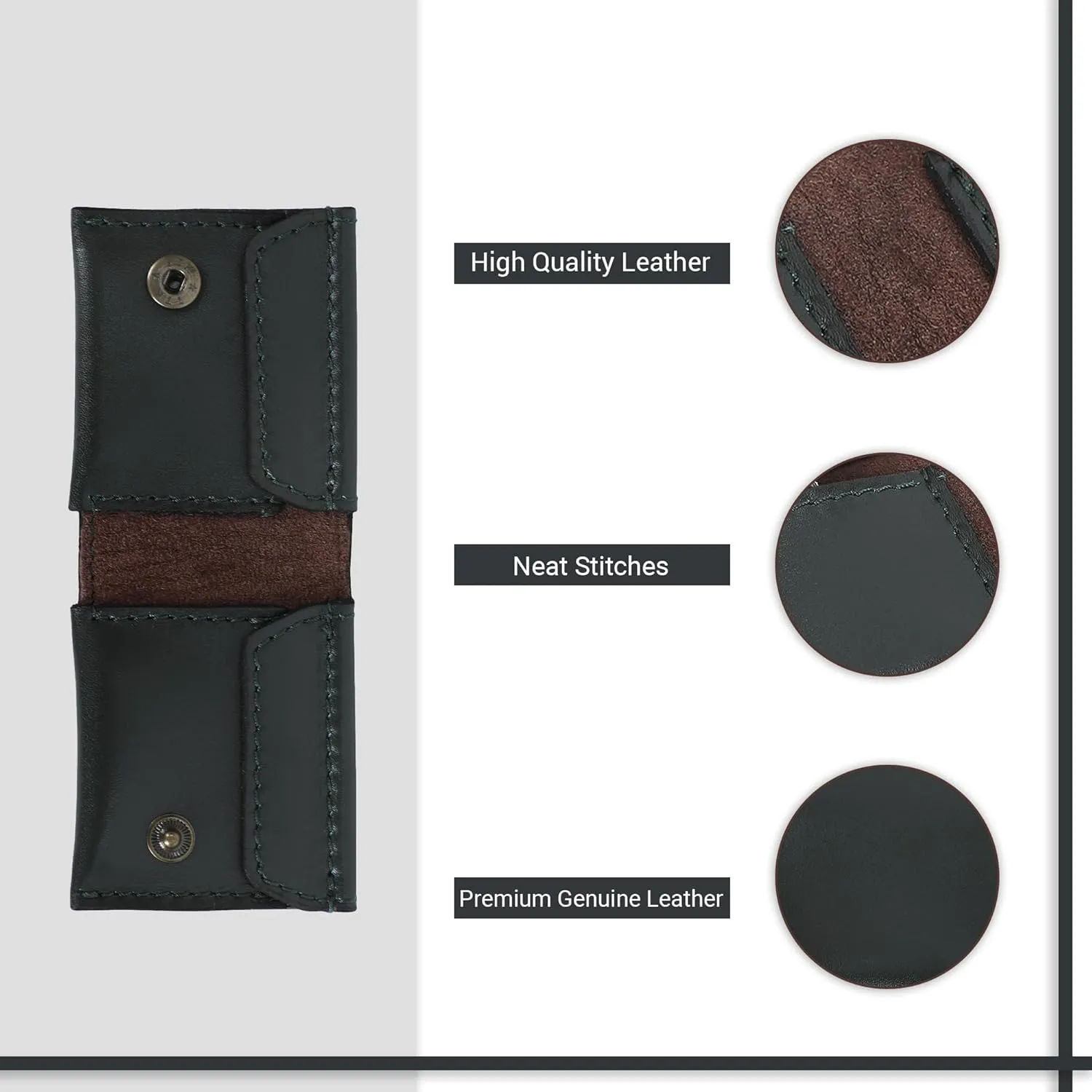 Premium Leather Ring Pouch Handmade Dual Rings Case for Wedding & Engagement Vintage Style Ring Bearer Holder Foldable Bride & Groom Jewellery Storage with Button Closure