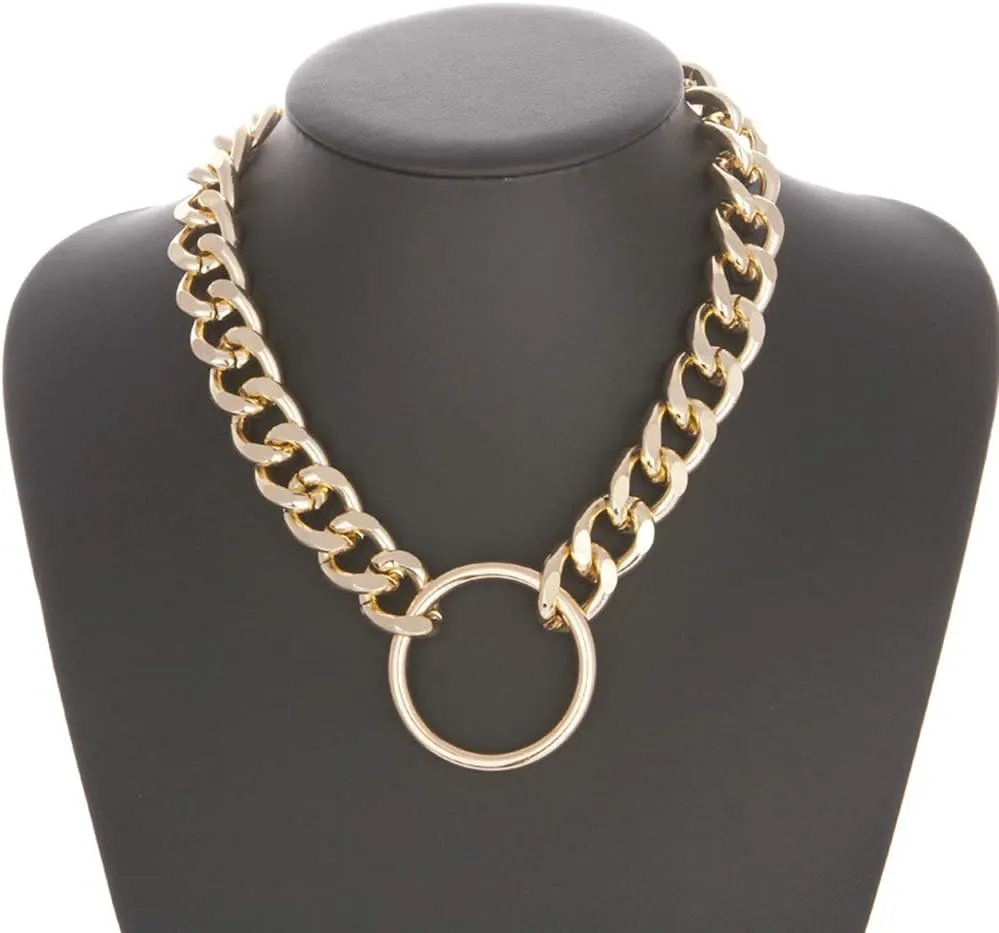 Punk Chain Chunky Necklaces for women Multilayer Collar Necklace Gold