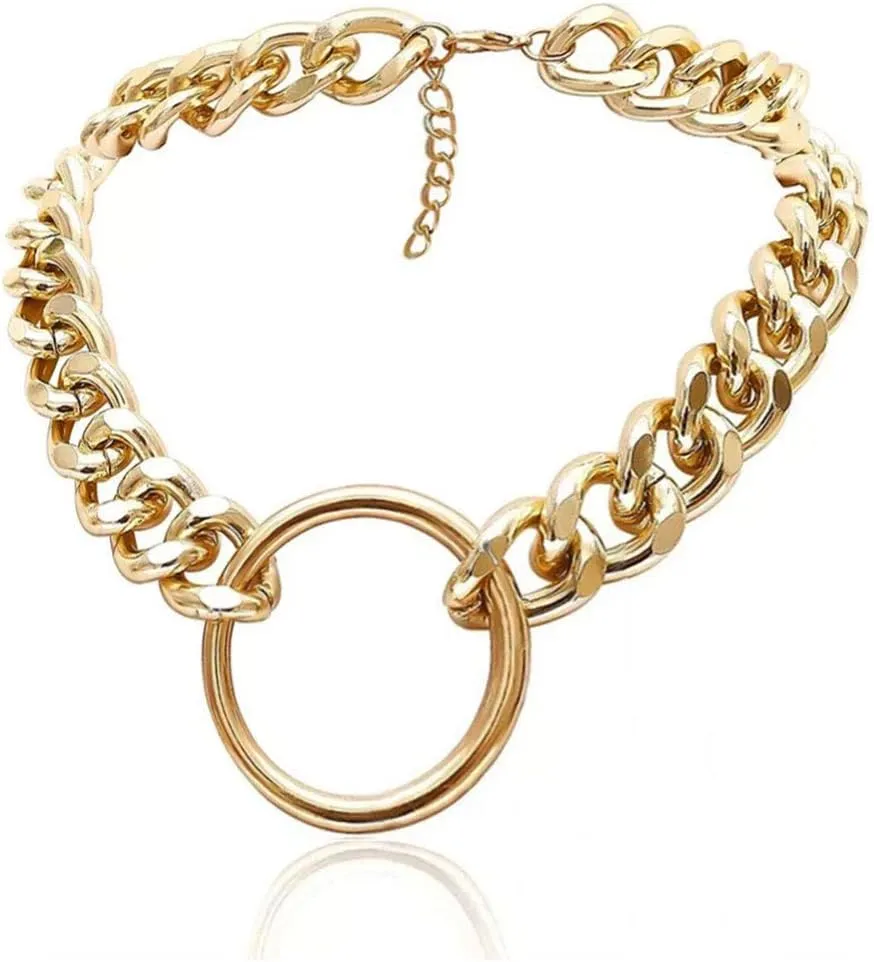 Punk Chain Chunky Necklaces for women Multilayer Collar Necklace Gold