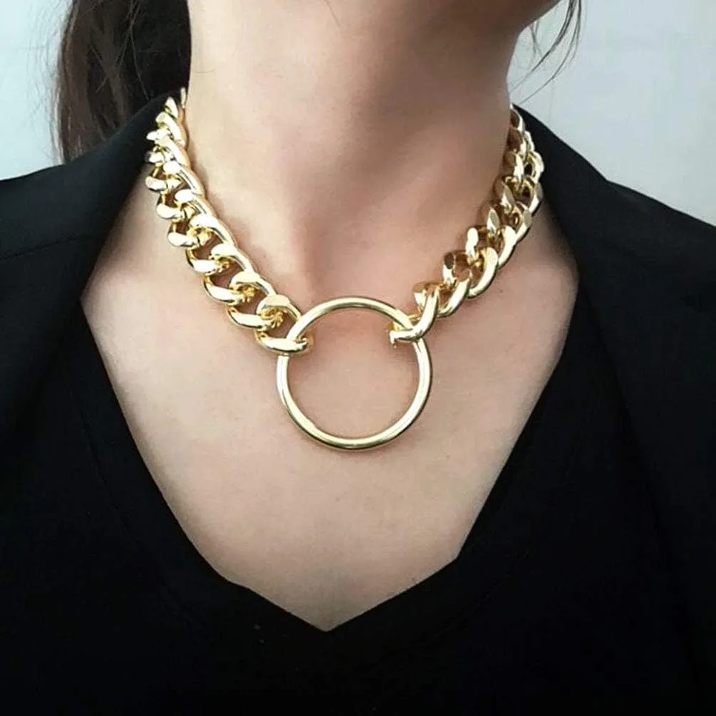 Punk Chain Chunky Necklaces for women Multilayer Collar Necklace Gold