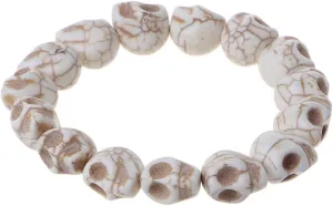 Punk Personality Skull Bead Skeleton Bracelets Gothic Charm For Head Bone Stone Elastic Bracelets Tibetan Prayer