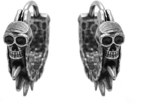 Punk Rock Stainless Steel Skull Head Spike Rivet Hoop Earrings