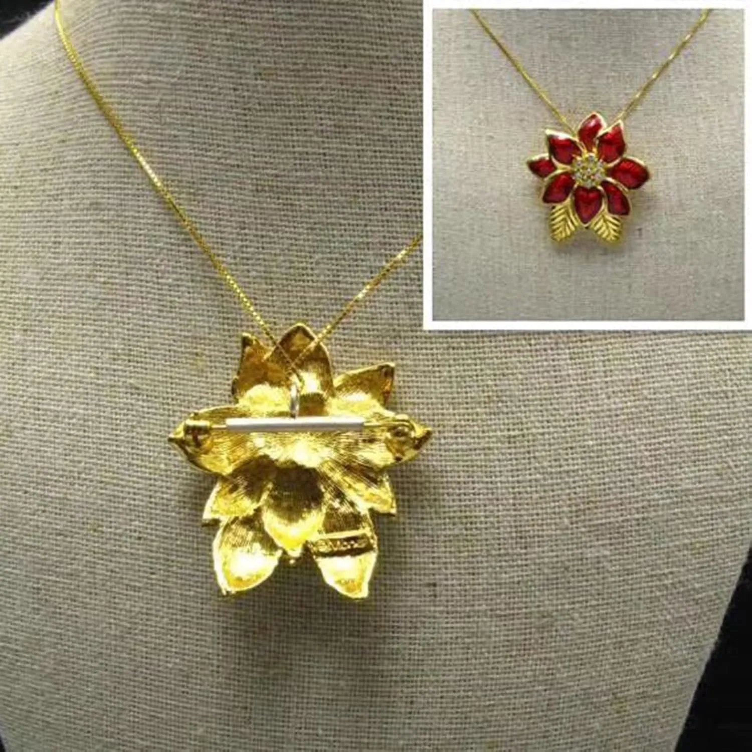 PURPLELILY Convertible Necklace and Brooch Adapter Pin to Pendant Converters Jewelry Accessories Alloy Material for Brooch Necklace, 13mm, Metal, Gold