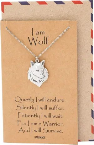 quan jewelry Wolf Necklace, Nature Inspired Pendants, Tribal Inspirational Gifts, Wolf Spirit Necklace