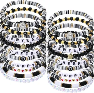 Quelay 20 Pcs Beaded Bracelets Charms Stretch Bracelets Festival Bulk Jewelry for Women Friendship Party Gifts