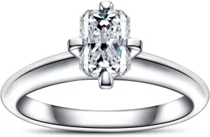 Radiant/Emerald Cut Moissanite Wedding Engagement Ring 1.3/1.6cttw D Color VVS1 Clarity 925 Sterling Silver 3 Stones Promise Anniversary Rings for Women with Certificate