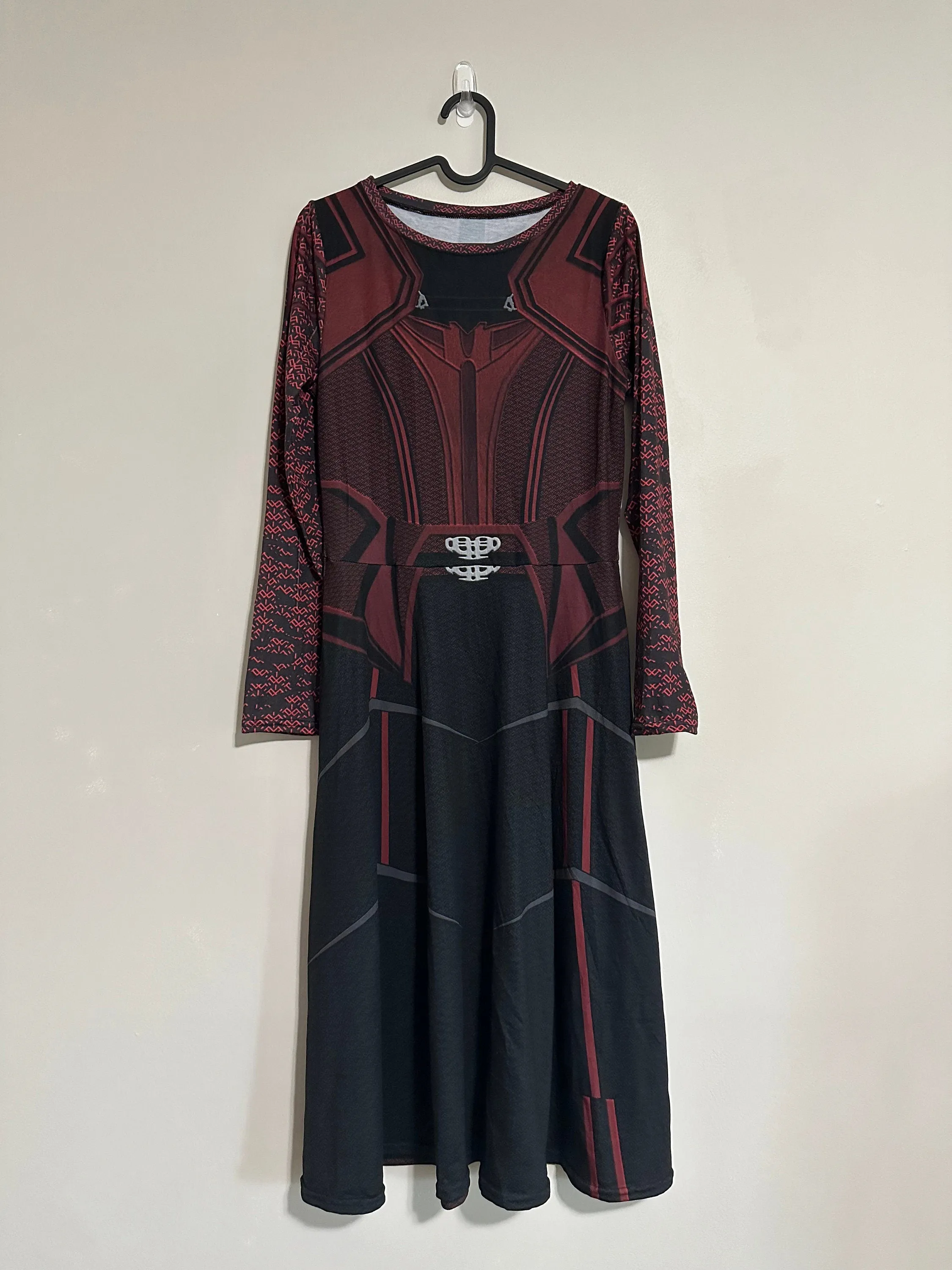 READY-to-SHIP FLAW [M] Scarlet Witch Inspired All-over print long sleeve midi dress