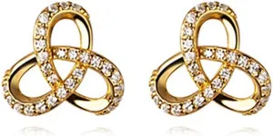 Reffeer Solid 925 Sterling Silver Clover Flower Stud Earrings for Women Teens CZ Flower Stud Earrings