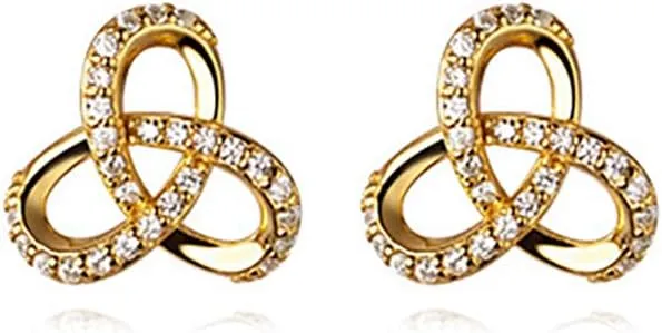 Reffeer Solid 925 Sterling Silver Clover Flower Stud Earrings for Women Teens CZ Flower Stud Earrings