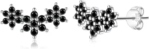 Reffeer Solid 925 Sterling Silver CZ Flower Stud Earrings for Women Teens Black Flower Stud Earrings Spring Cartilage Helix Earrings