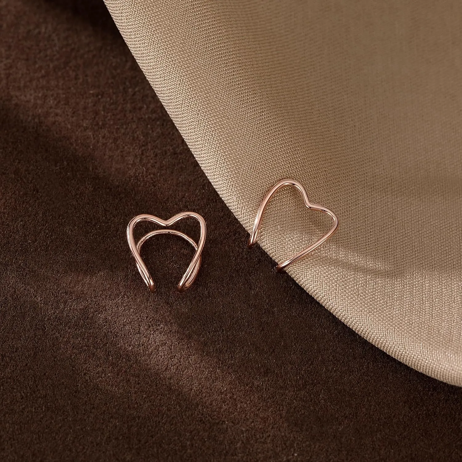 Reffeer Solid 925 Sterling Silver Heart No Piercing Earrings for Women Teens Heart Ear Cuff Earrings Clip on Earrings