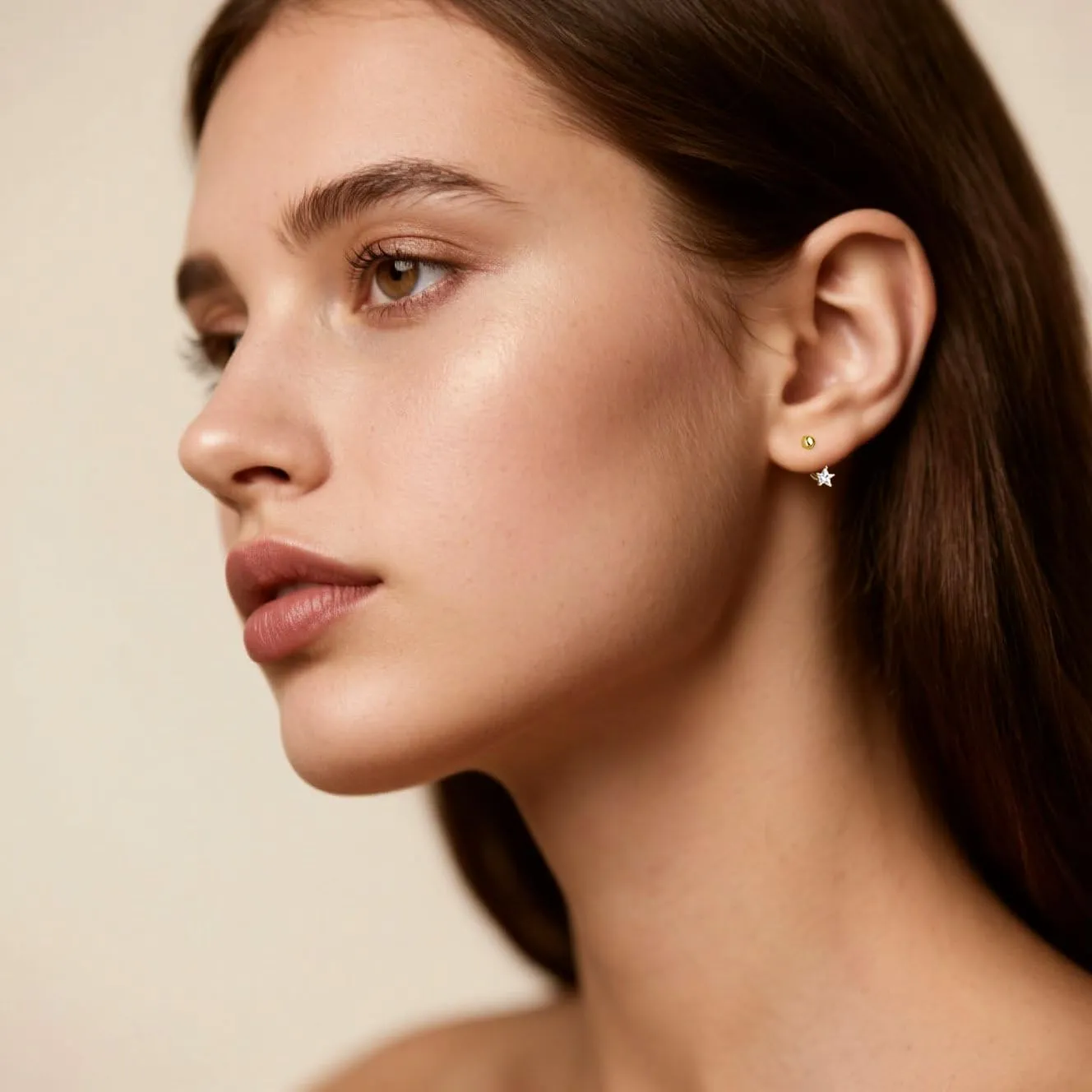 Reffeer Solid 925 Sterling Silver Star Half Hoop Earrings Open Huggie Hoops for Women Teens CZ Star Hoop Earrings Ball Cuffs