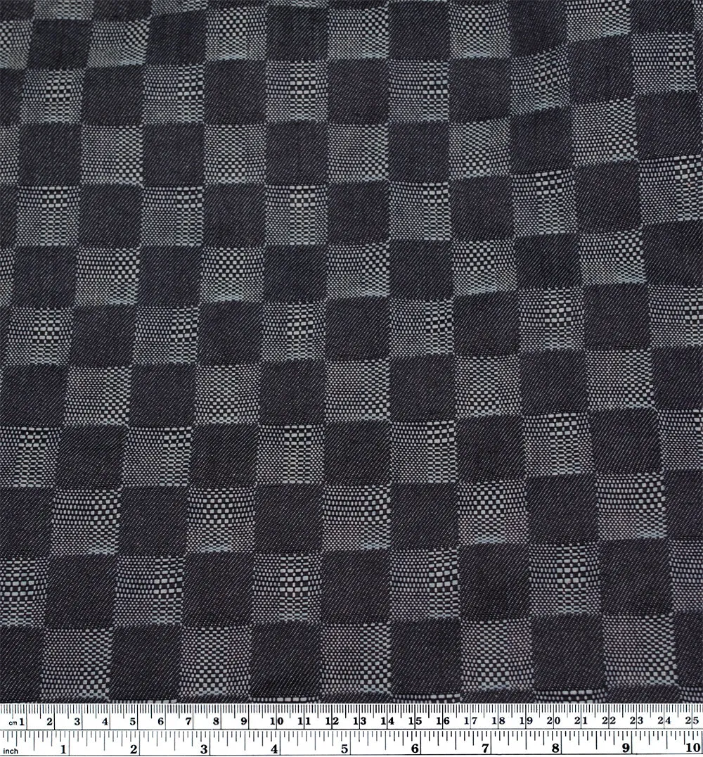 Remnant - 80cm - 9.5oz Trippy Check Non-Stretch Denim - Dark Indigo