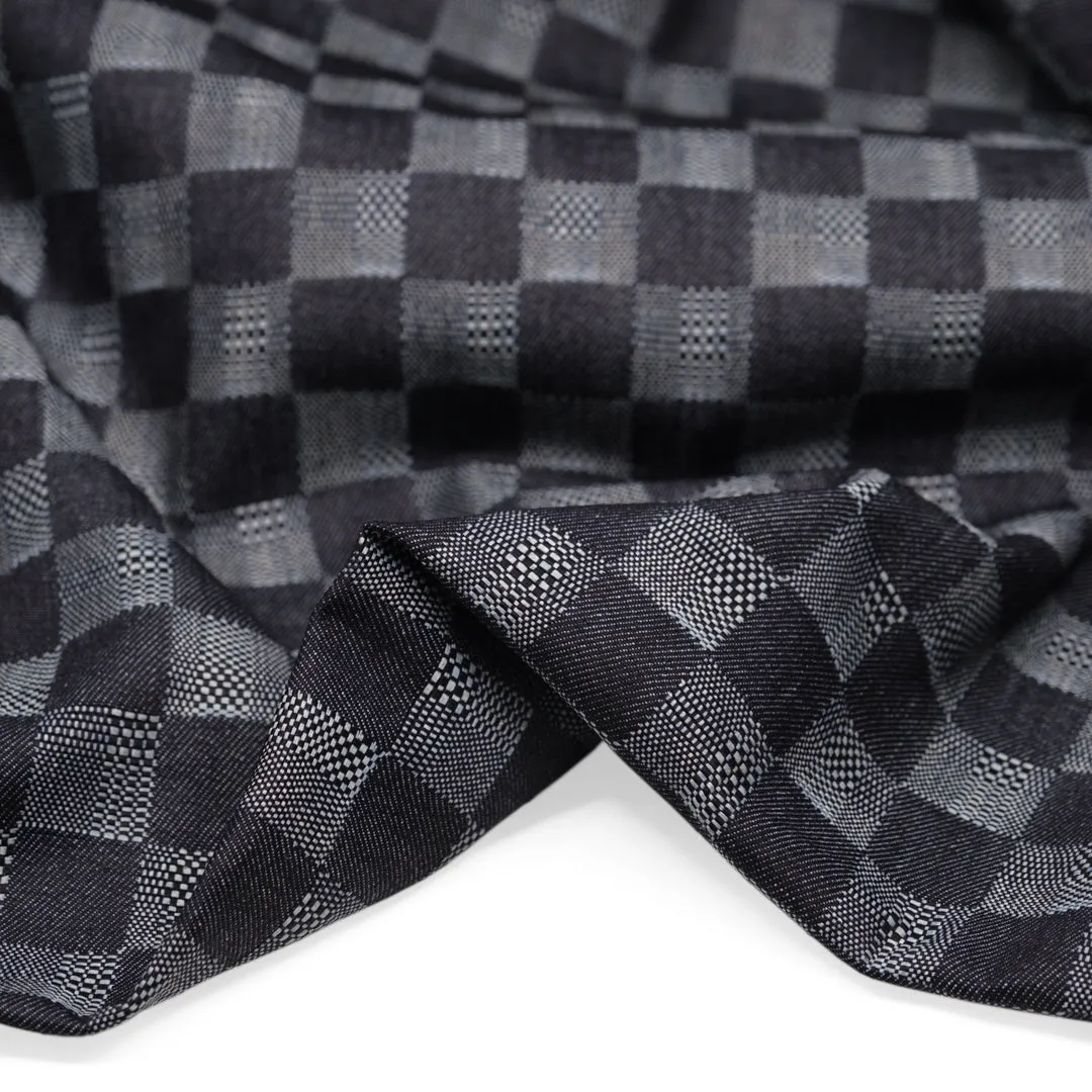 Remnant - 80cm - 9.5oz Trippy Check Non-Stretch Denim - Dark Indigo