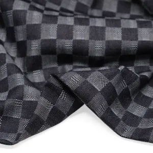 Remnant - 80cm - 9.5oz Trippy Check Non-Stretch Denim - Dark Indigo