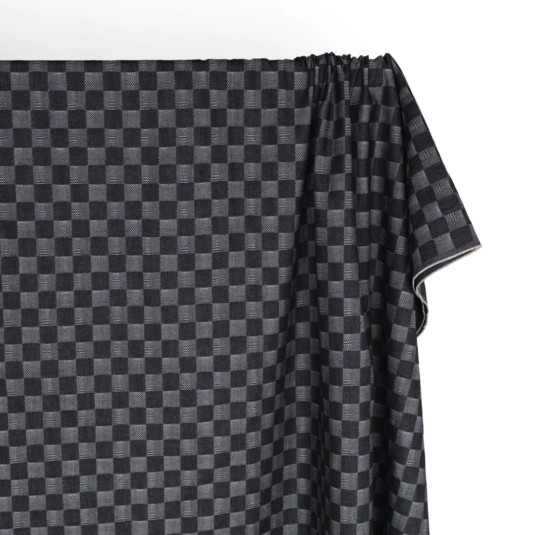 Remnant - 80cm - 9.5oz Trippy Check Non-Stretch Denim - Dark Indigo