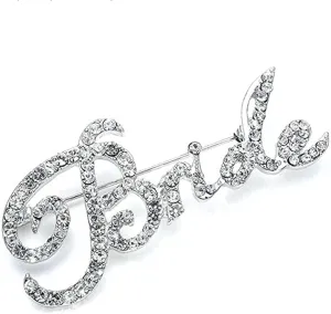 Rhinestone Crystal Bride Brooch Pin Dainty Bride Letter Wedding Lapel Pin Bridal Jewelry