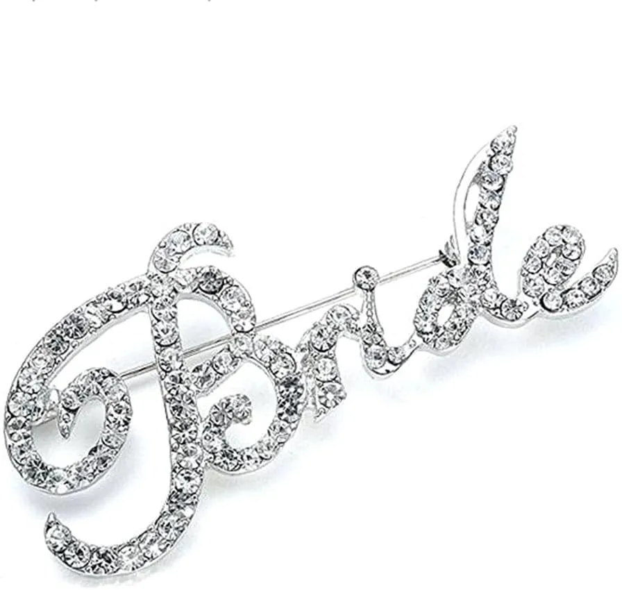 Rhinestone Crystal Bride Brooch Pin Dainty Bride Letter Wedding Lapel Pin Bridal Jewelry