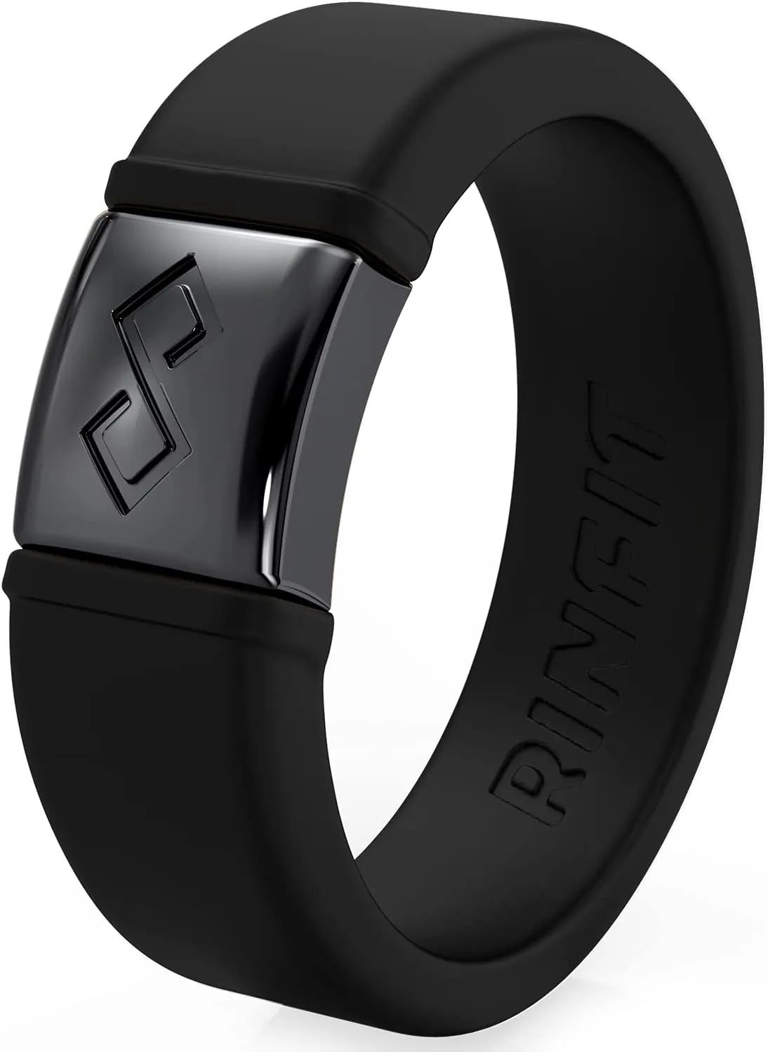 Rinfit Silicone Rings for Women 6mm Wide & Men 7mm Wide, 2mm Thick - Silicone Wedding Bands- Infinity Ring with Metal Plate - Patented Design