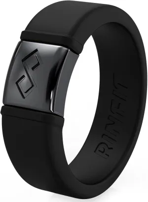Rinfit Silicone Rings for Women 6mm Wide & Men 7mm Wide, 2mm Thick - Silicone Wedding Bands- Infinity Ring with Metal Plate - Patented Design