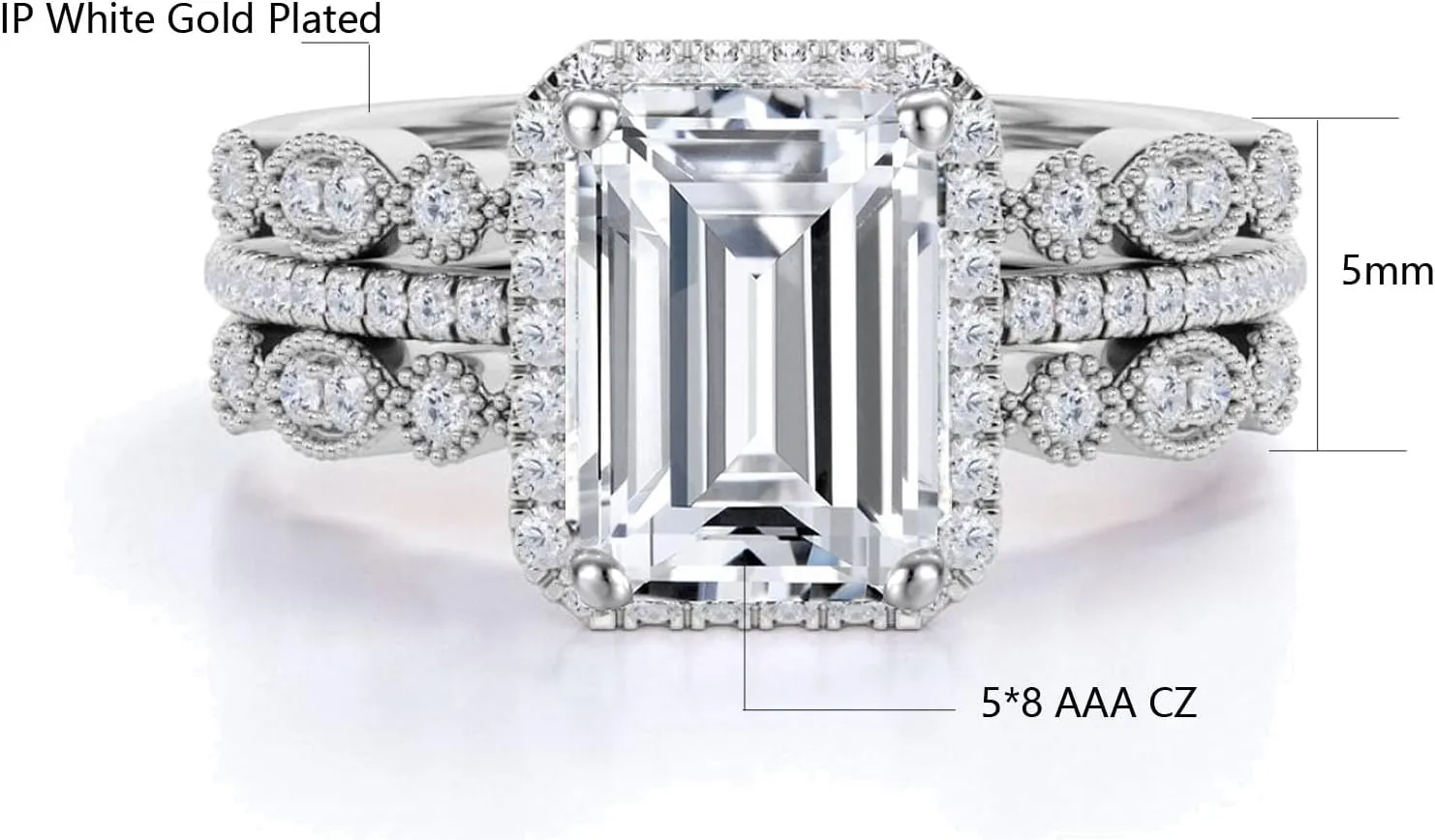 ringheart Couple Rings 4pcs Matching Rings 1ct AAA CZ White Gold Plated Women Wedding Ring Sets for Him and Her