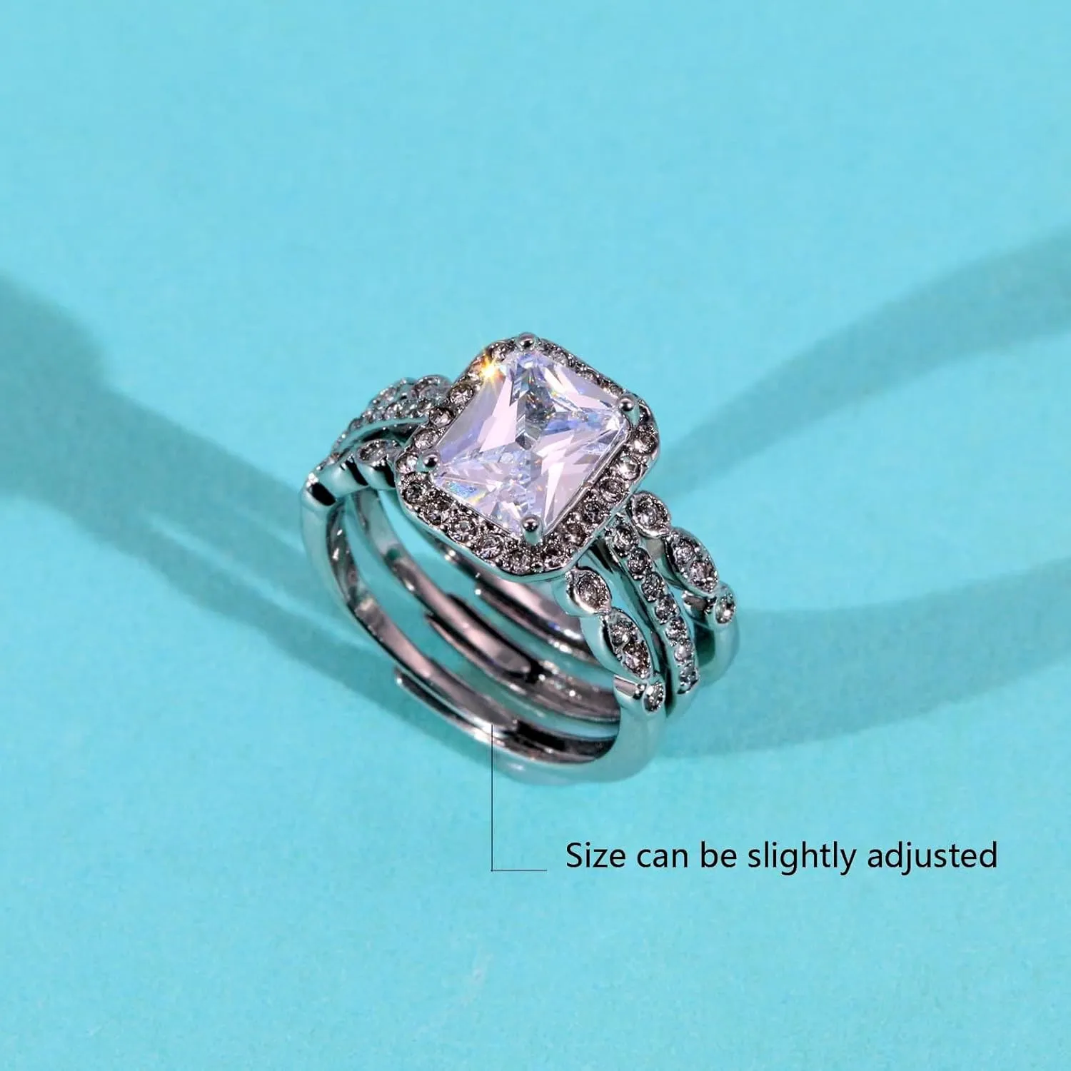 ringheart Couple Rings 4pcs Matching Rings 1ct AAA CZ White Gold Plated Women Wedding Ring Sets for Him and Her