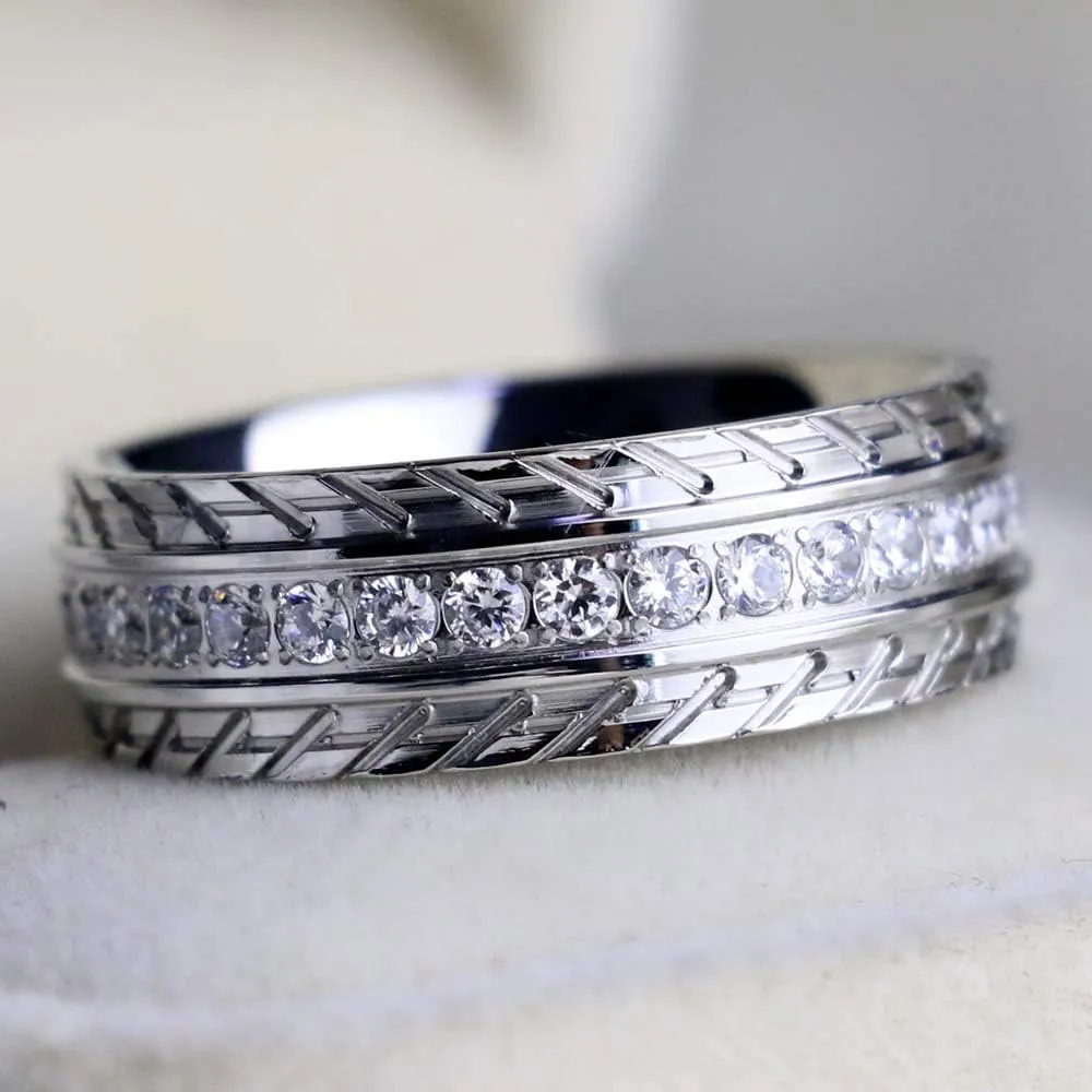 ringheart Couple Rings 4pcs Matching Rings 1ct AAA CZ White Gold Plated Women Wedding Ring Sets for Him and Her