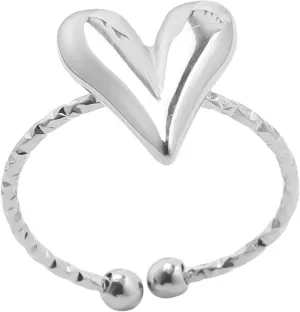 Rings,Stylish Love Heart Rings Stainless Steel Open Rings Adjustable Couple for Women and Man Wedding Party