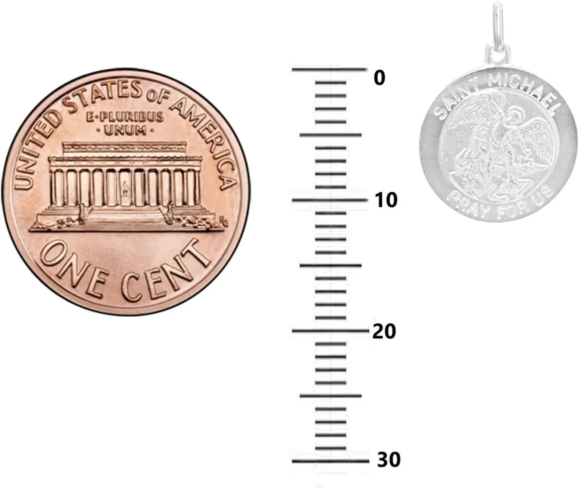 Ritastephens Sterling Silver Saint St Michael Medal Round Pendant Necklaces