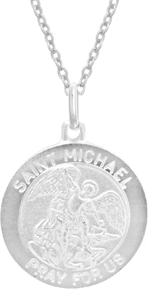 Ritastephens Sterling Silver Saint St Michael Medal Round Pendant Necklaces