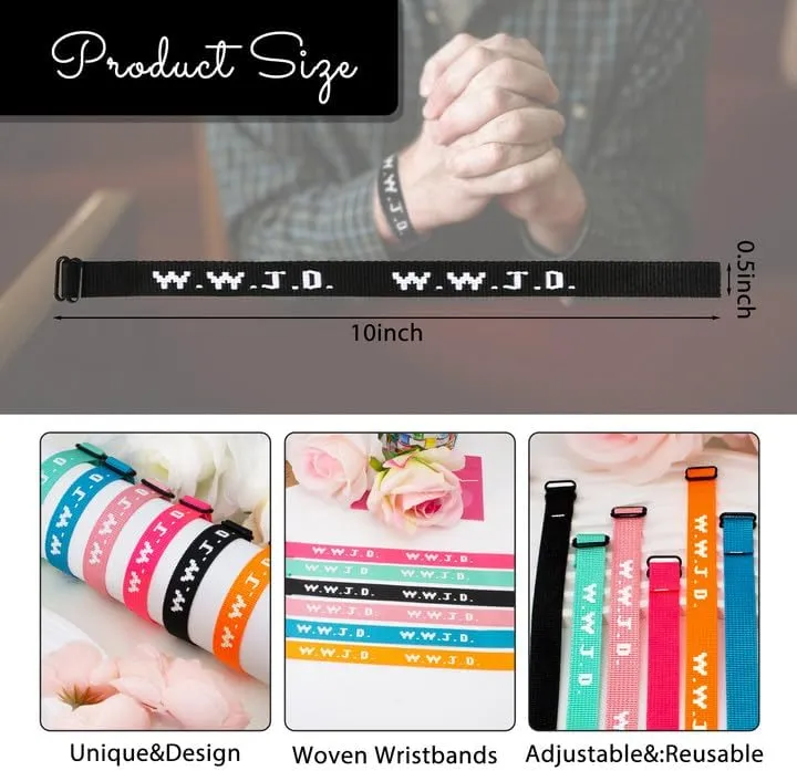 Ronglry 6pcs WWJD Bracelets Pack What Wound Jesus Do Bracelets Christian Gifts for Women Men Adjustable Jesus Bracelets Bulk WWJD Wristbands Protection Pray Bracelet Inspirational Religious Christian Jewelry