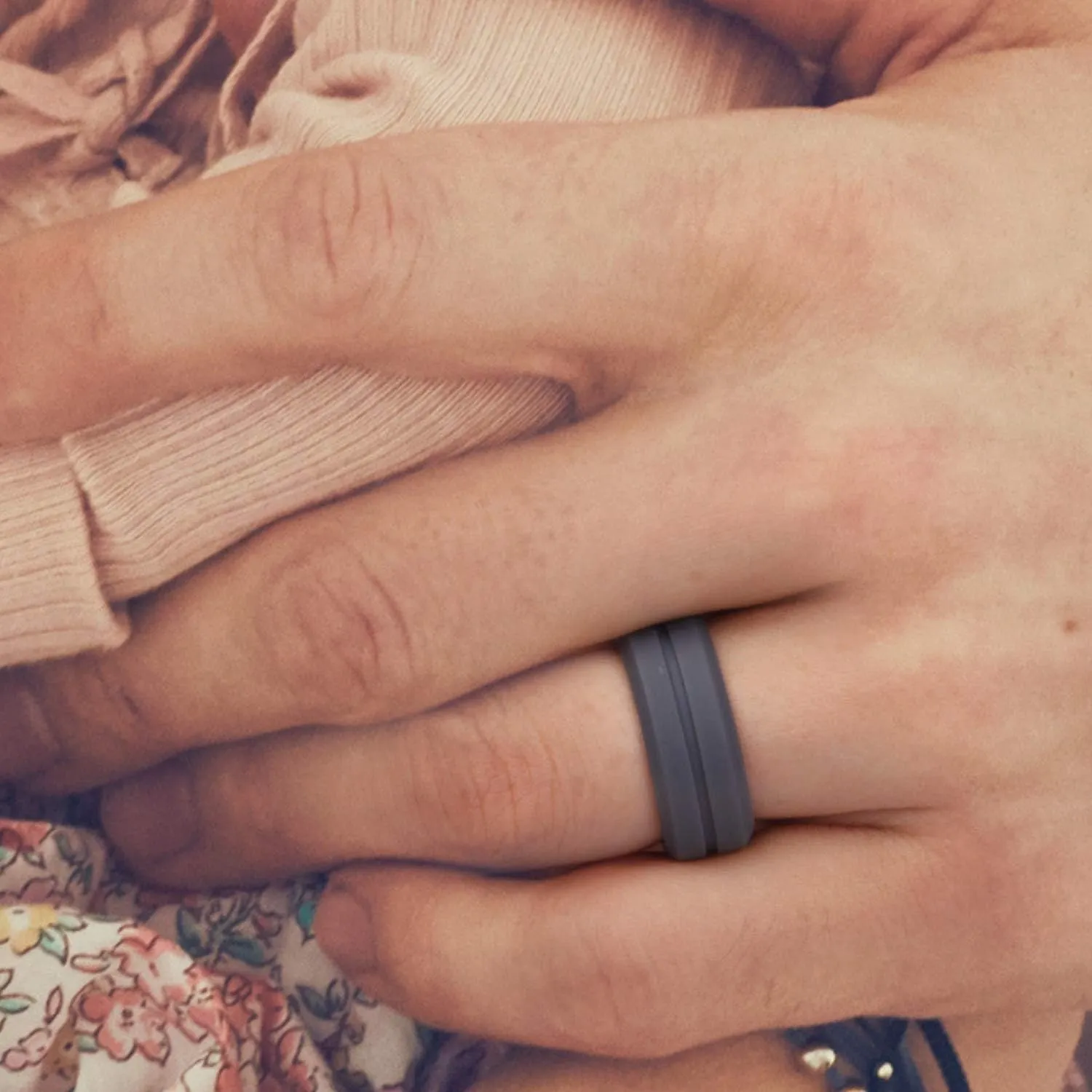 ROQ Silicone Rubber Wedding Ring for Men, Comfort Fit, Men's Wedding Band, Breathable Rubber Wedding Ring, 8mm Wide 2mm Thick, Engraved Middle Line, Multi Packs, Multi Colors
