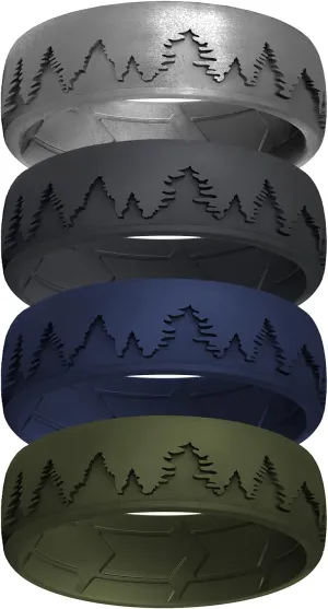 ROQ Silicone Rubber Wedding Ring for Men, Comfort Fit with Enhanced Breathability, Men's Wedding Band, Durable Rubber Engagement Band, Multi Packs, Multi Colors