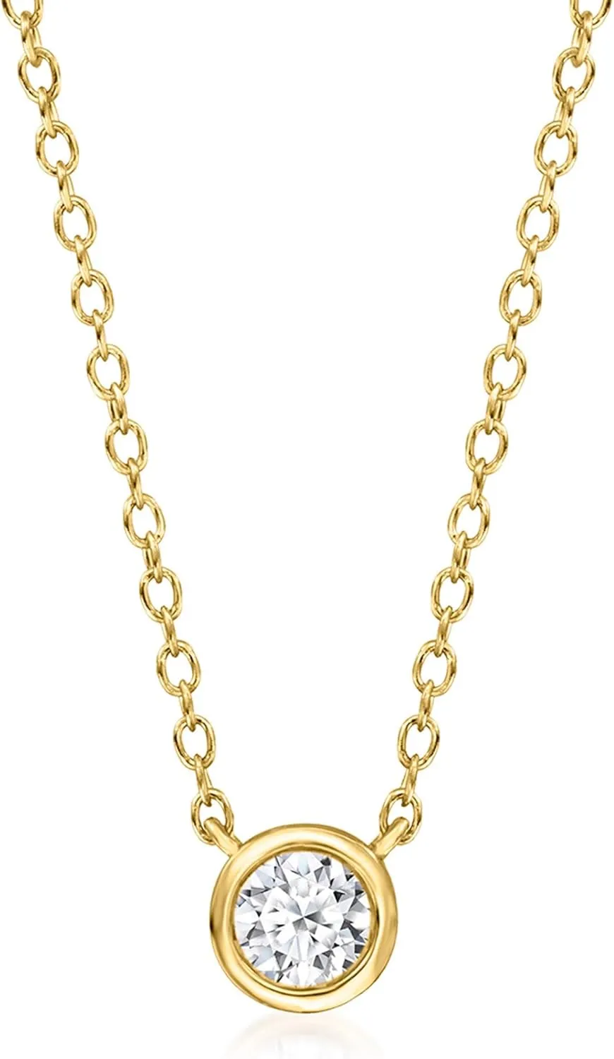 Ross-Simons 0.15 Carat Bezel-Set Lab-Grown Diamond Necklace in 18kt Gold Over Sterling